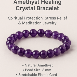Amethyst Healing Crystal Bracelet – Spiritual Protection, Stress Relief & Meditation Jewelry