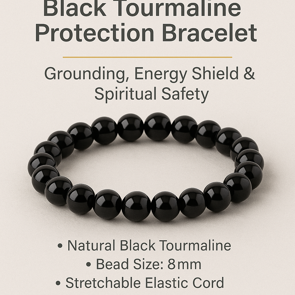 Black Tourmaline Protection Bracelet – Grounding, Energy Shield & Spiritual Safety